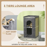 81cm Cat Scratching Barrel, with Two Cat Houses for Indoor Cats, Grey, PawHut,