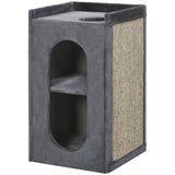 81cm Cat Scratching Barrel, with Two Cat Houses for Indoor Cats, Grey, PawHut,