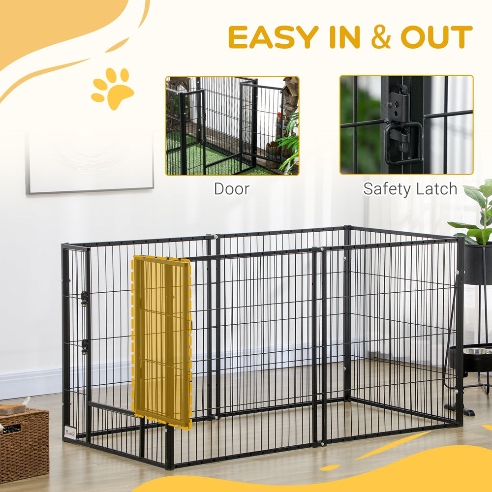 81H cm Heavy Duty Pet Playpen, 6 Panel Exercise Pen for Dogs, Adjustable Length, Small and Medium Sized Dogs, PawHut,