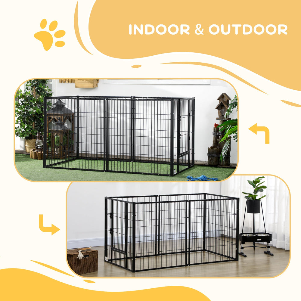 81H cm Heavy Duty Pet Playpen, 6 Panel Exercise Pen for Dogs, Adjustable Length, Small and Medium Sized Dogs, PawHut,