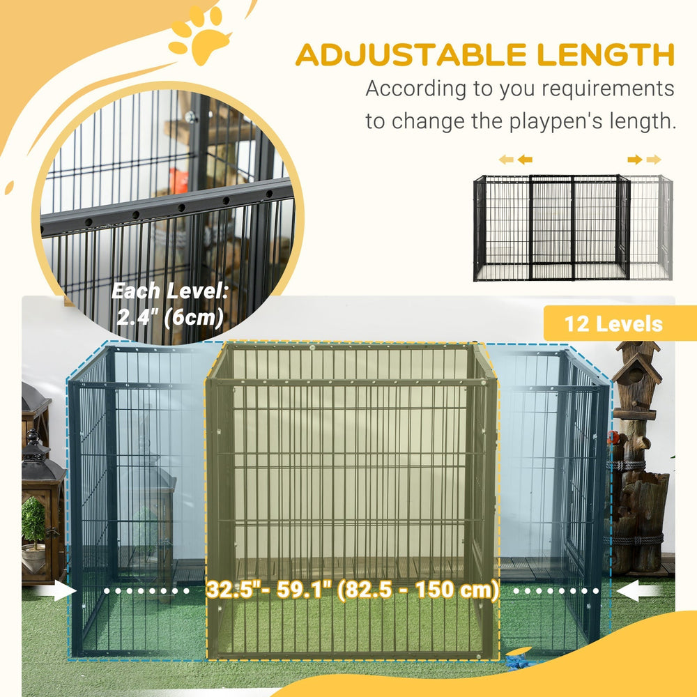 81H cm Heavy Duty Pet Playpen, 6 Panel Exercise Pen for Dogs, Adjustable Length, Small and Medium Sized Dogs, PawHut,