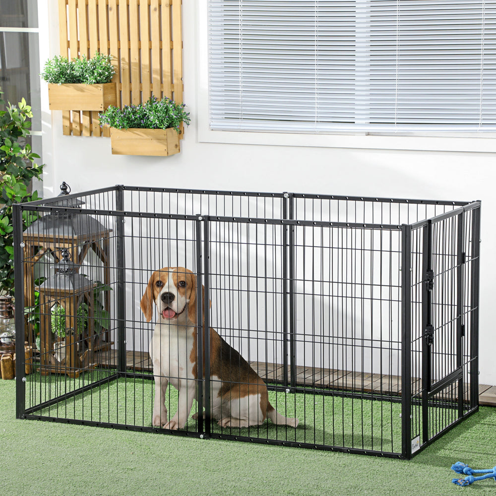 81H cm Heavy Duty Pet Playpen, 6 Panel Exercise Pen for Dogs, Adjustable Length, Small and Medium Sized Dogs, PawHut,