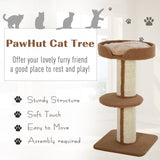 91cm Cat Tower Scratching Posts Cat Tree for Indoor Cats Kitten Activity Centre, PawHut, Light Brown