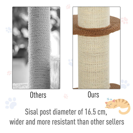 91cm Cat Tower Scratching Posts Cat Tree for Indoor Cats Kitten Activity Centre, PawHut, Light Brown