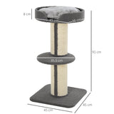 91cm Cat Tower Scratching Posts Cat Tree for Indoor Cats Kitten Activity Centre, PawHut, Light Brown