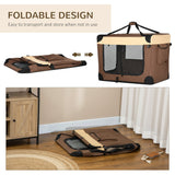 91cm Foldable Pet Carrier, with Cushion, for Medium Dogs and Cats, PawHut, Brown