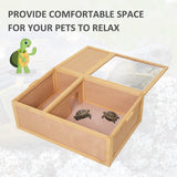 94 cm Wood Indoor Outdoor Pet Tortoise House with Two Room Design, PawHut, Natural