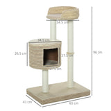 96cm Cat Tree, Cat Condo Tree Tower for Indoor Cats, Cat Activity Centre with Scratching Posts, Plus Perch - Beige, PawHut,