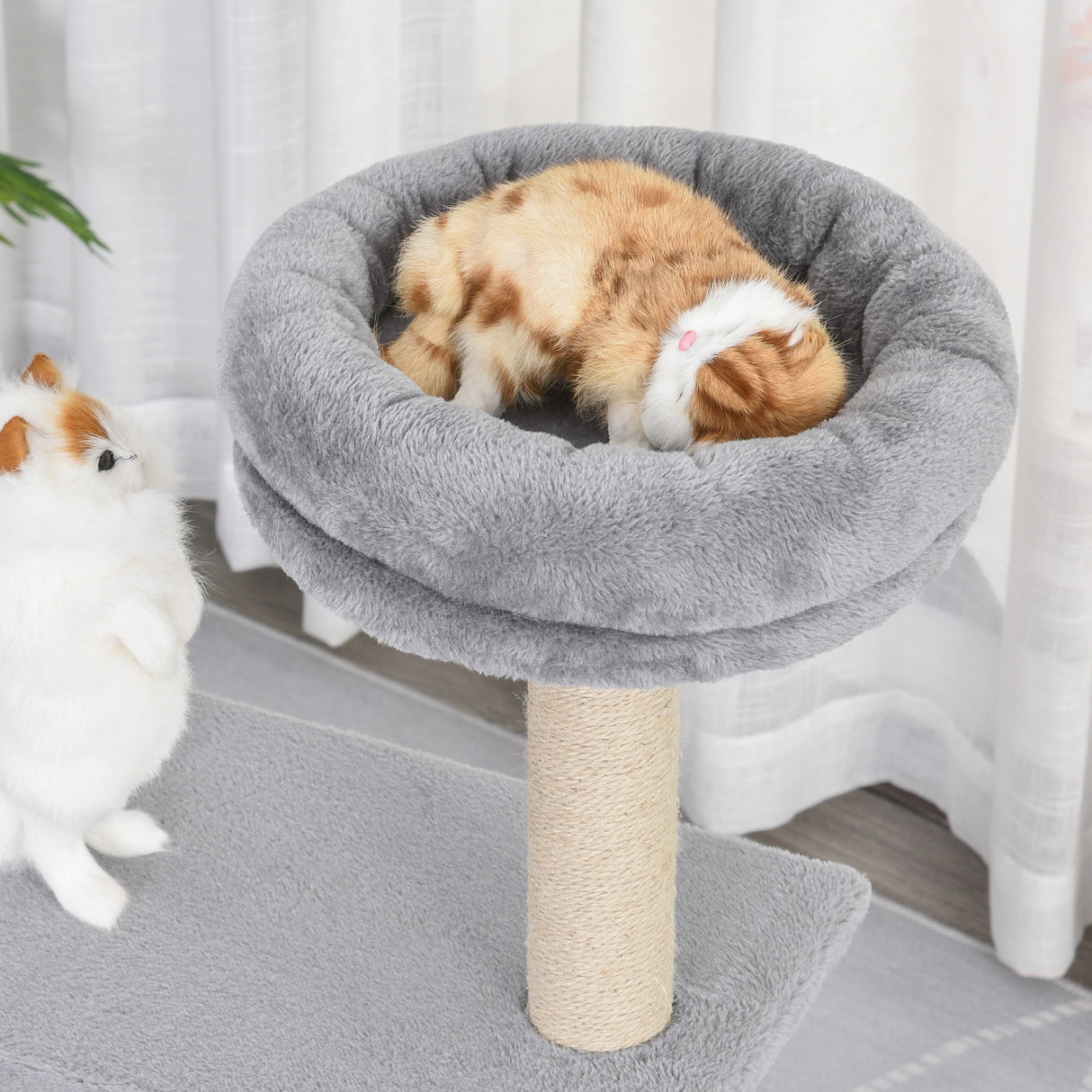 96cm Cat Tree for Indoor Cats Condo Sisal Scratching Post Cat Tower Kitten Play House Dangling Ball Activity Center Furniture Grey, PawHut,