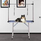 Adjustable Dog Grooming Table Rubber Top 2 Safety Slings Mesh Storage Basket Heavy Metal 107 x 60 x 170cm, PawHut, Black