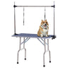 Adjustable Dog Grooming Table Rubber Top 2 Safety Slings Mesh Storage Basket Heavy Metal 107 x 60 x 170cm, PawHut, Black