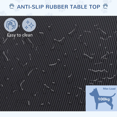 Adjustable Dog Grooming Table Rubber Top 2 Safety Slings Mesh Storage Basket Heavy Metal 107 x 60 x 170cm, PawHut, Black