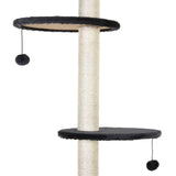 Adjustable Height Floor-To-Ceiling Vertical Cat Tree with Carpeted Platforms, Condo, Sisal Rope Scratching Areas, PawHut,