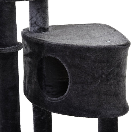 Adjustable Height Floor-To-Ceiling Vertical Cat Tree with Carpeted Platforms, Condo, Sisal Rope Scratching Areas, PawHut,