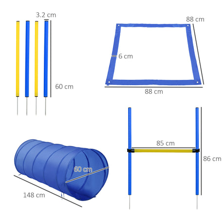 Adjustable Pet Agility Training Set, zig-zag, jump and tunnel, PawHut,