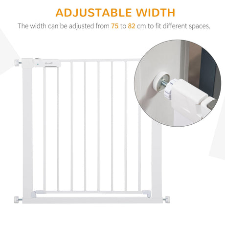 Adjustable Pet Safety Gate Dog Barrier Home Fence Room Divider Stair Guard Mounting White (76 H x 75-82W cm), PawHut,