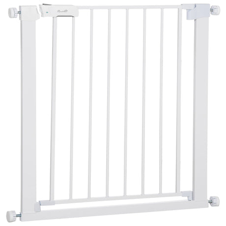 Adjustable Pet Safety Gate Dog Barrier Home Fence Room Divider Stair Guard Mounting White (76 H x 75-82W cm), PawHut,