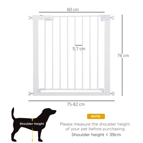 Adjustable Pet Safety Gate Dog Barrier Home Fence Room Divider Stair Guard Mounting White (76 H x 75-82W cm), PawHut,