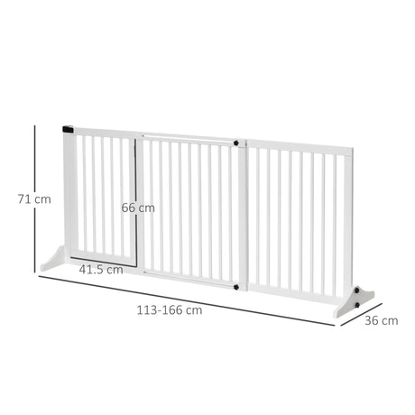 Adjustable Wooden Pet Gate Freestanding Dog Barrier Fence Doorway 3 Panels Safety Gate w/ Lockable Door, PawHut,