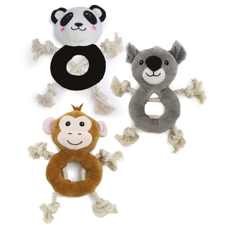 Ancol | Made From | Koala, Monkey and Panda x3 Dog Toys, Ancol,