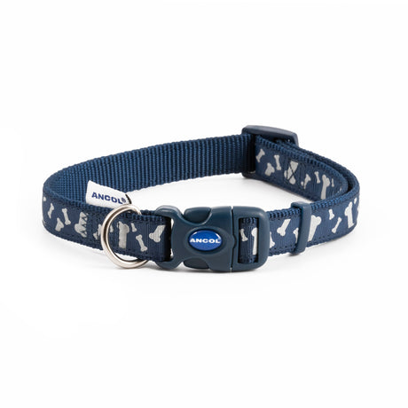 Ancol Paw and Bone Adjustable Reflective Dog Collar, Ancol, 25-50cm