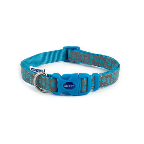 Ancol Paws Adjustable Reflective Blue Dog Collar, Ancol, 20-30cm