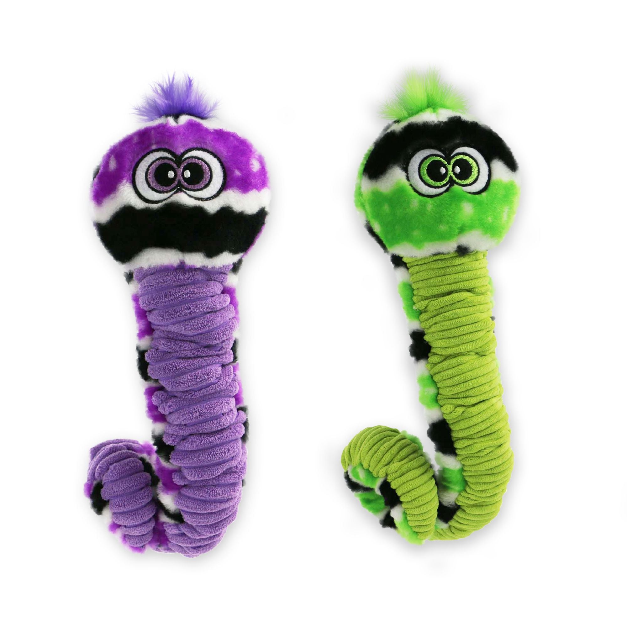 Ancol Playtime Curly Caterpillar Green and Purple 12 Dog Toys, Ancol,