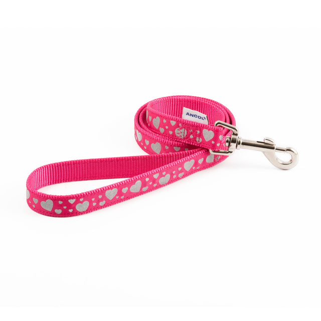 Ancol Reflective Pink Hearts Dog Lead, Ancol,