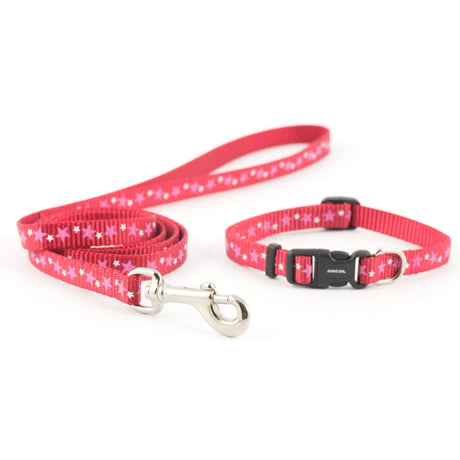 Ancol Small Bite Stars Collar & Lead Puppy Set, Ancol, Red