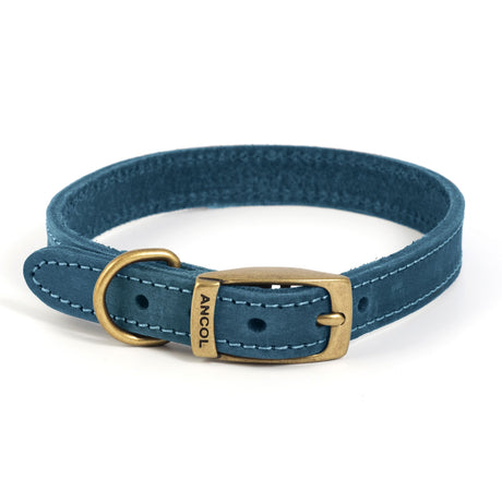 Ancol Timberwolf Blue Leather Dog Collar, Ancol, S4 35-43cm