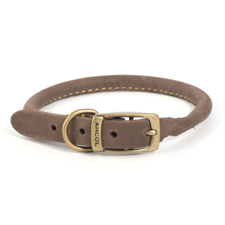 Ancol Timberwolf Round Sable Leather Dog Collar, Ancol, S3 28-36cm