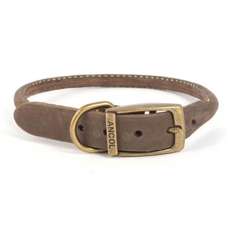 Ancol Timberwolf Round Sable Leather Dog Collar, Ancol, S4 35-43cm