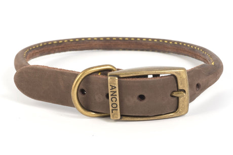 Ancol Timberwolf Round Sable Leather Dog Collar, Ancol, S6 45-54cm