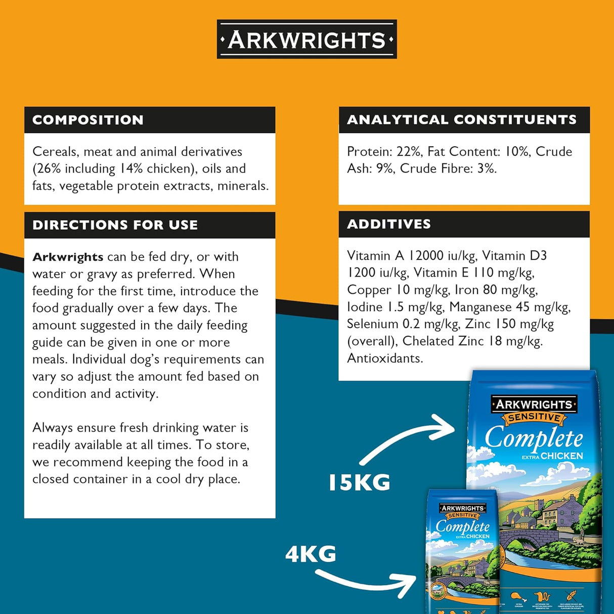 Arkwrights Sensitive Complete Extra Chicken 15 kg, Arkwrights,