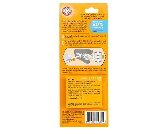 Arm & Hammer 360 Degree Dog Toothbrush, Arm & Hammer, Large