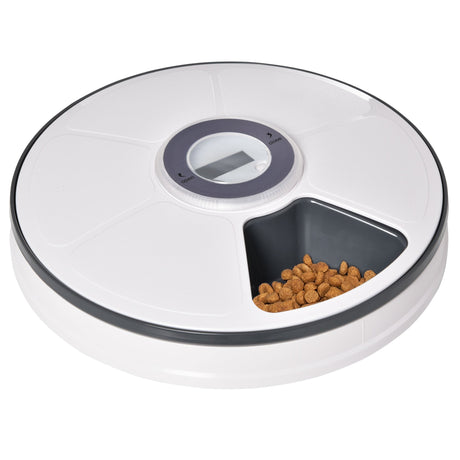 Automatic Pet Dog Cat Feeder w/ Digital Timer Six-Meal Food Dispenser, PawHut,