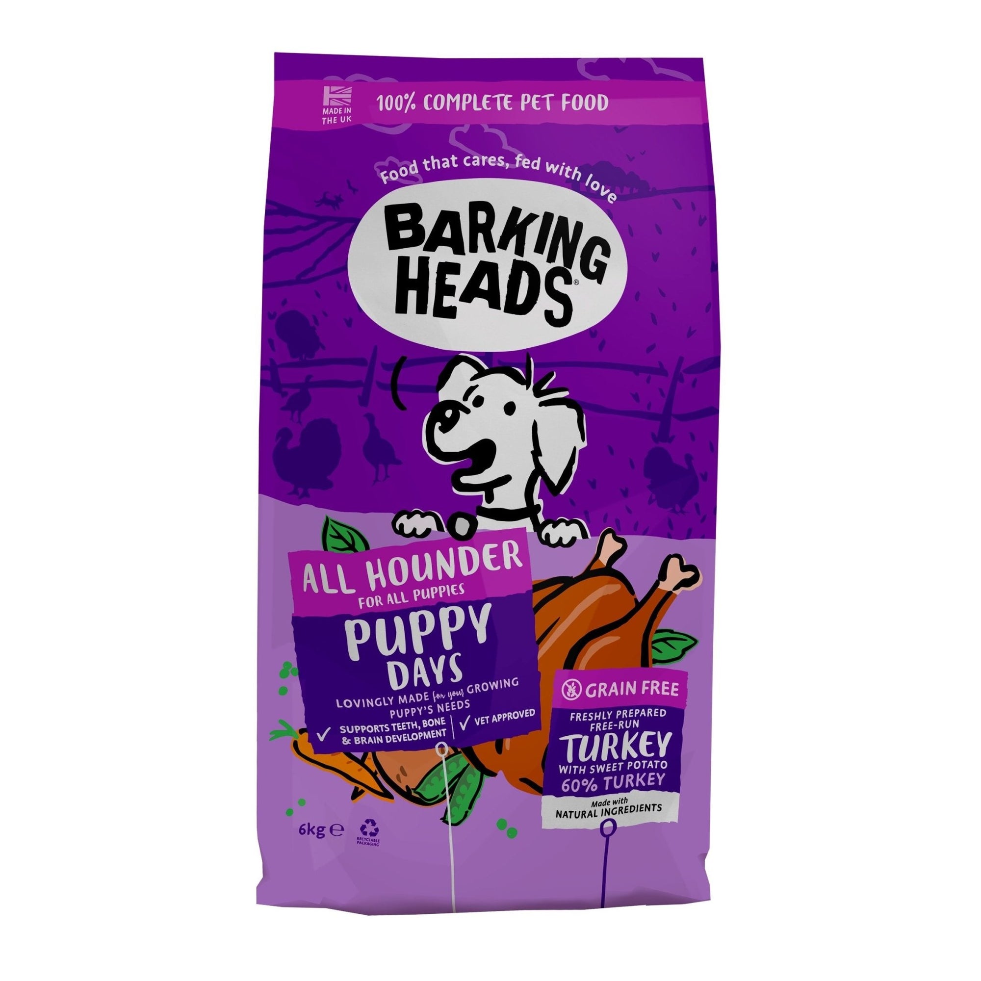 Barking Heads All Hounder Puppy Days Grain Free Turkey 6 kg, Barking Heads,