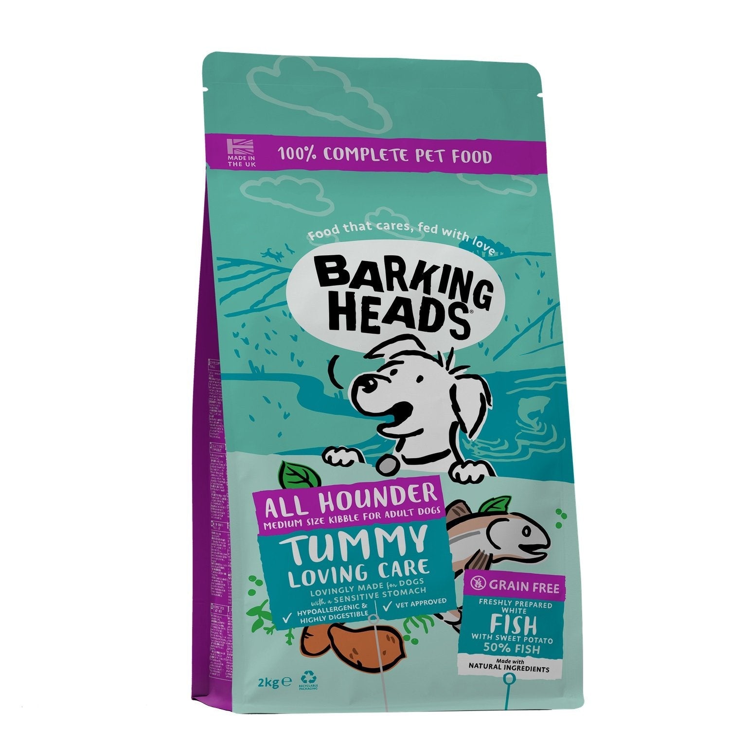 Barking Heads All Hounder Tummy Lovin' Care Grain Free Fish, Barking Heads, 4x2kg