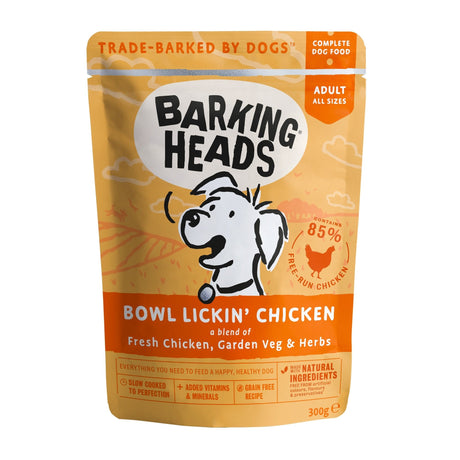 Barking Heads Bowl Lickin' Wet Grain Free Chicken 10x300g, Barking Heads,