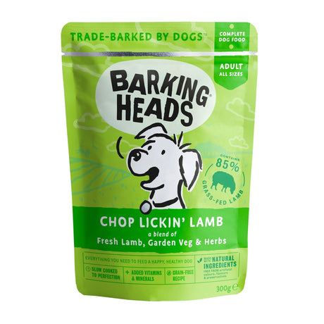 Barking Heads Chop Lickin' Lamb Wet Grain Free Dog Food 10x300g, Barking Heads,
