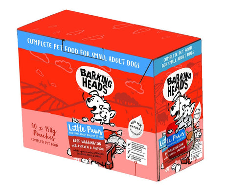 Barking Heads Little Paws Wet Beef Waggington with Chicken & Salmon 10x150g, Barking Heads,