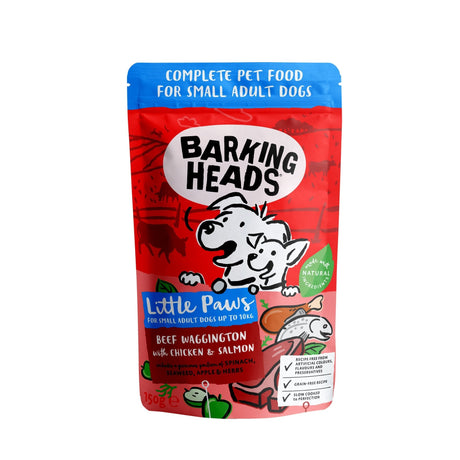 Barking Heads Little Paws Wet Beef Waggington with Chicken & Salmon 10x150g, Barking Heads,