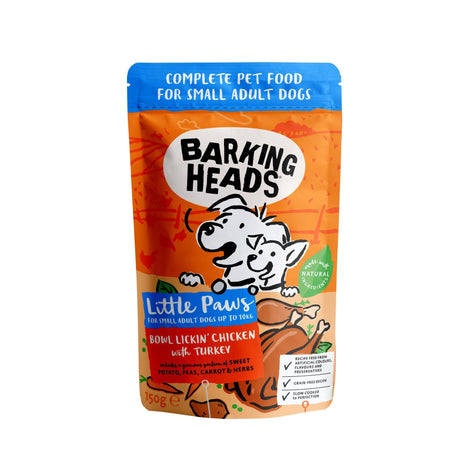 Barking Heads Little Paws Wet Bowl Lickin Chicken with Turkey 10x150g, Barking Heads,