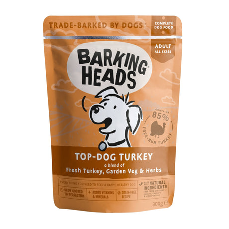 Barking Heads Top Dog Turkey Wet Grain Free Dog Food 10x300g, Barking Heads,