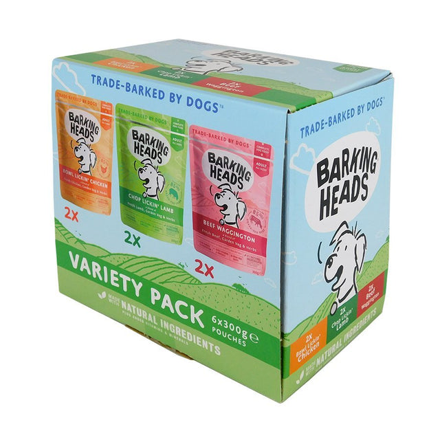 Barking Heads Variety Wet Grain Free Dog Food 6x300g, Barking Heads,