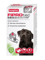 Beaphar FIPROtec COMBO Flea & Tick Spot On for Large Dogs, Beaphar, 3 pipettes x 6