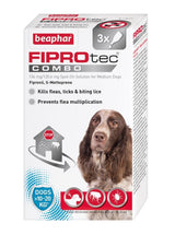Beaphar FIPROtec COMBO Flea & Tick Spot On for Medium Dogs, Beaphar, 3 pipette x 6