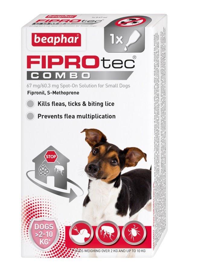 Beaphar FIPROtec COMBO Flea & Tick Spot On for Small Dogs, Beaphar, 1 pipette x 6