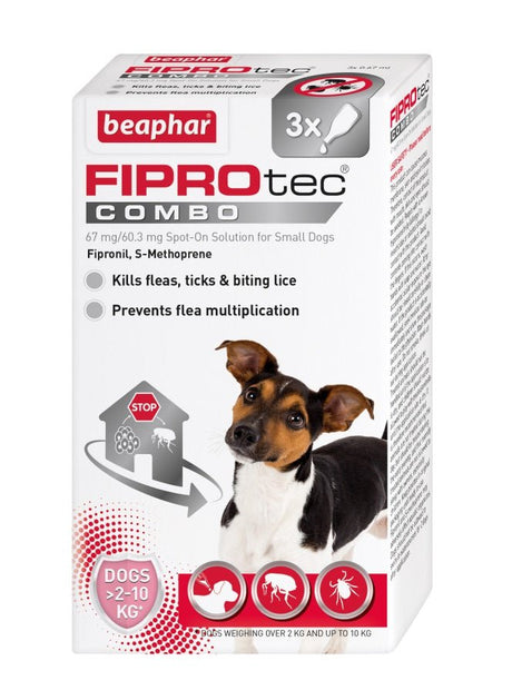 Beaphar FIPROtec COMBO Flea & Tick Spot On for Small Dogs, Beaphar, 3 pipettes x 6