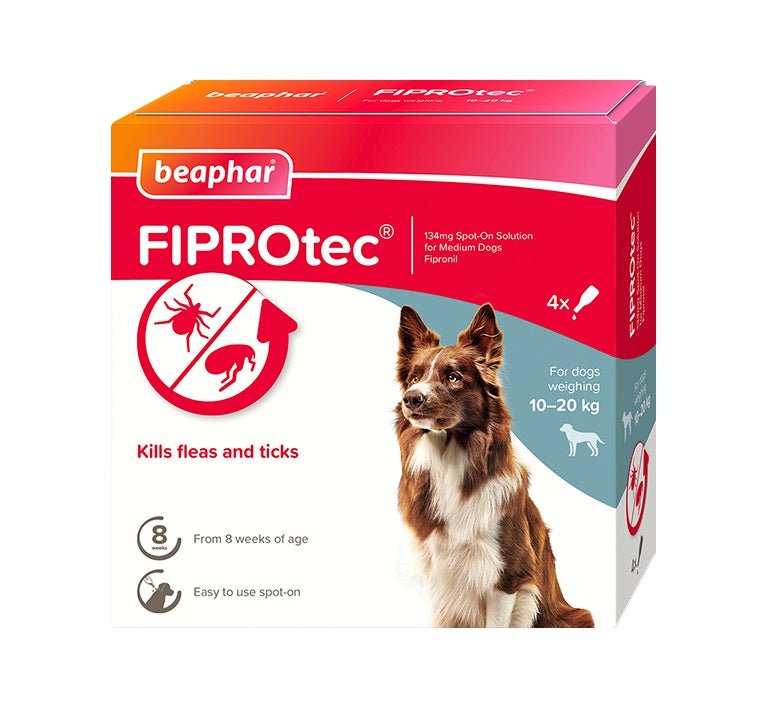 Beaphar FIPROtec Flea & Tick Spot On for Medium Dogs, Beaphar, 1 pipette x 6
